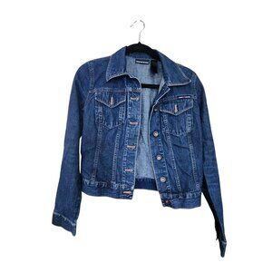 DKNY Jeans Womens Blue Denim Jacket Button Front Long Sleeve Casual Size S